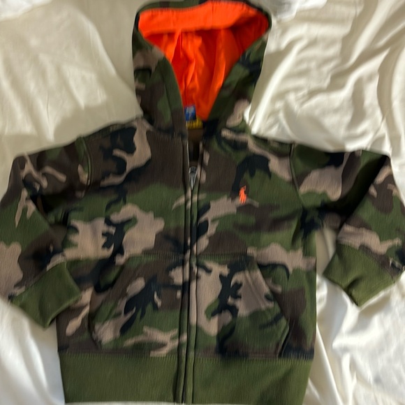 POLO RALPH LAUREN 2/2T Camouflage Hooded Jacket Long Sleeves Pockets Zip NWOT